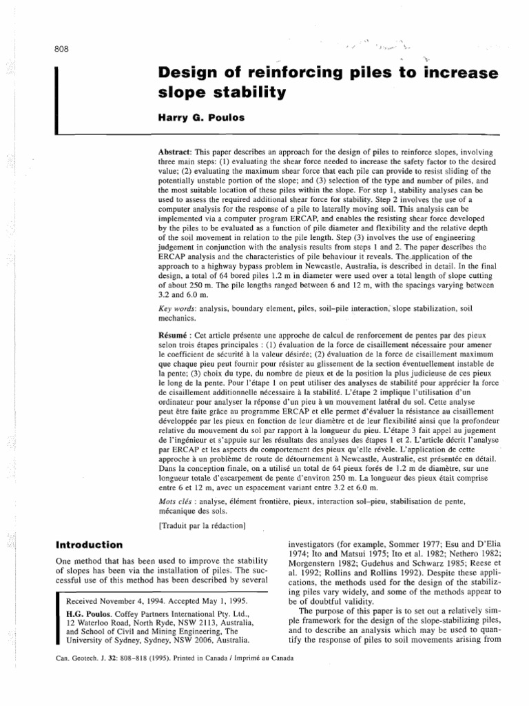 Design of Piles for Slope Stability | PDF | Deep Foundation ...