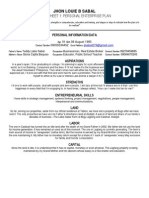 Worksheet 1: Personal Enterprise Plan: Jhon Louie B Sabal