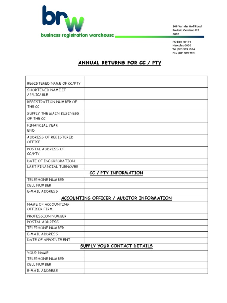 Application Form Annual Returns | PDF