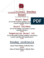 Sunday Roast Menu NEW