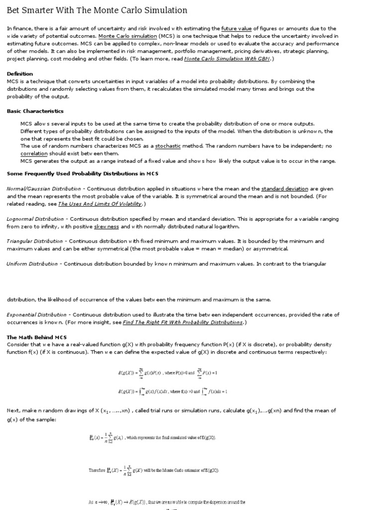 Bet Smarter With The Monte Carlo Simulation | PDF | Probability ...