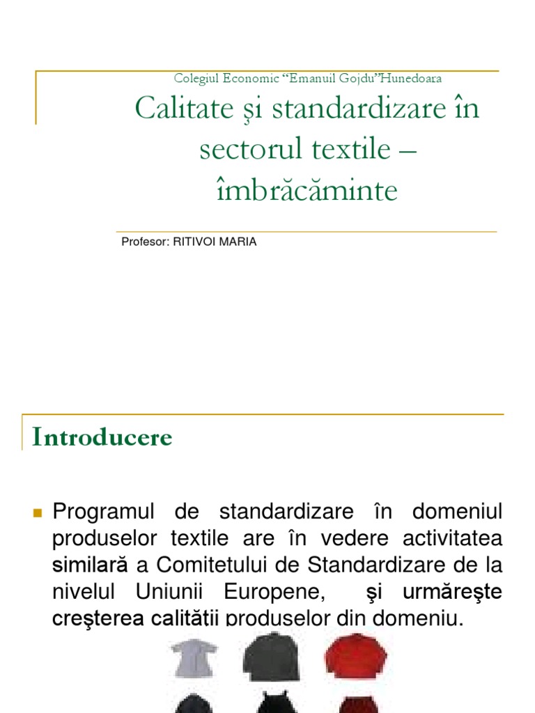 Calitate Si Standardizare in Industria Textila | PDF