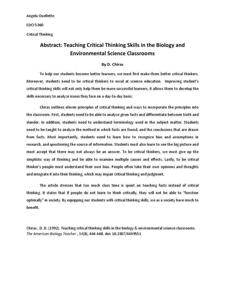Critical Thinking Abstractedci 5360 | PDF