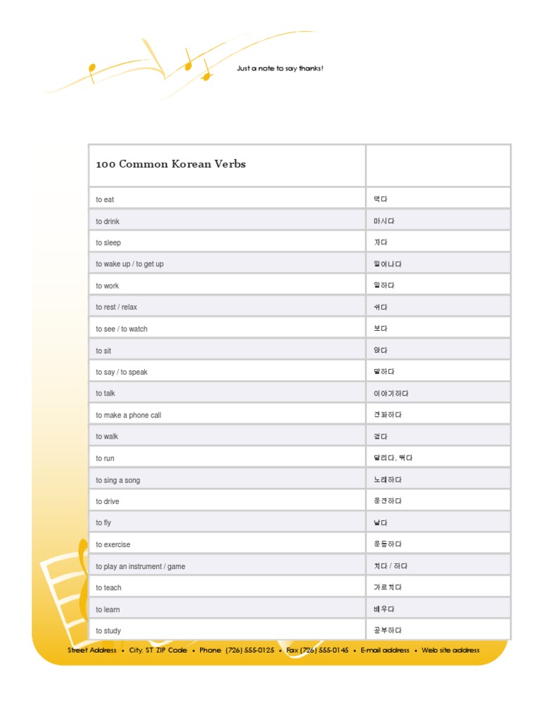 100 Korean verbs 