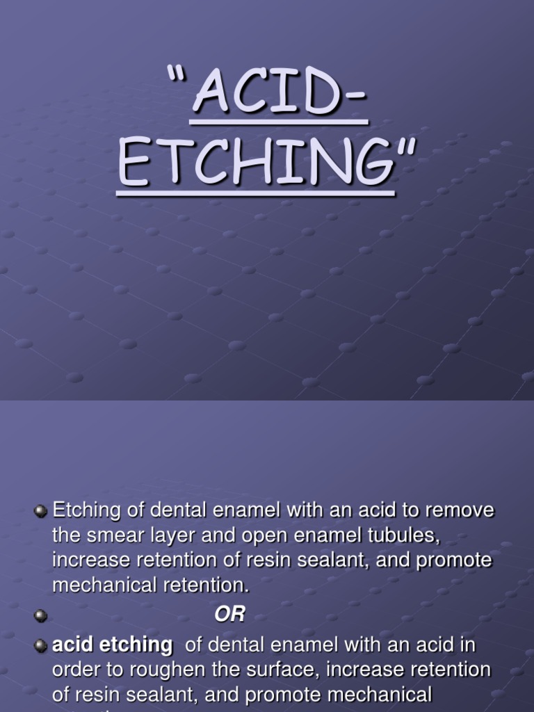 Acid Etching PDF Tooth Enamel Etching