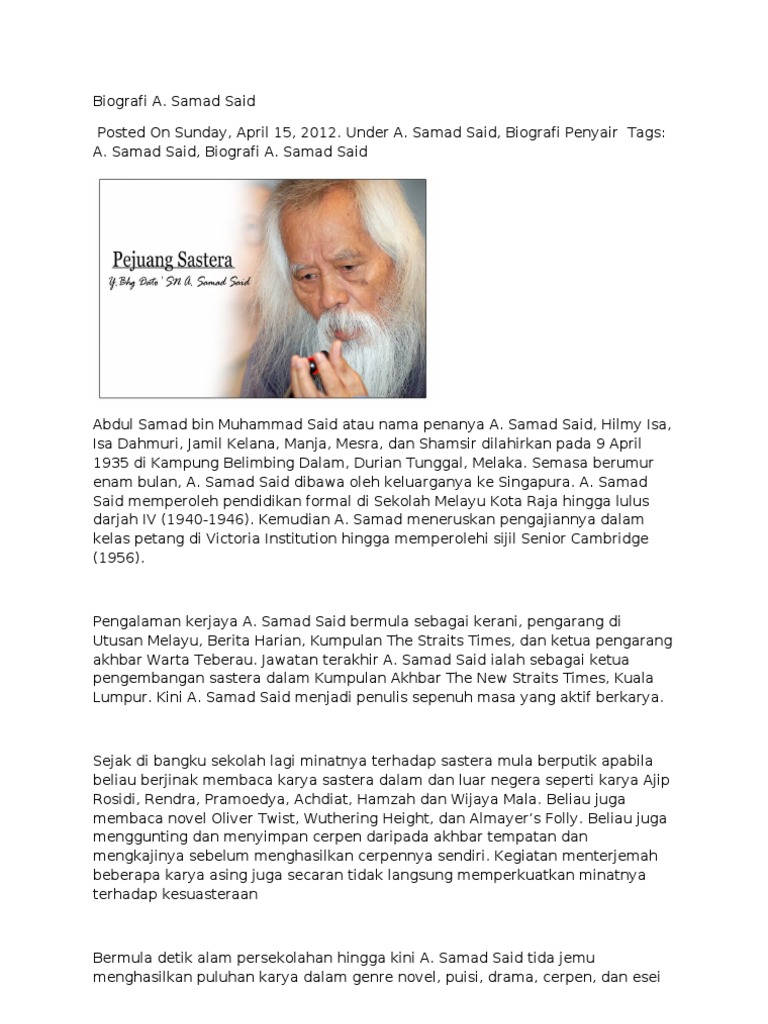A Samad Said Pdf