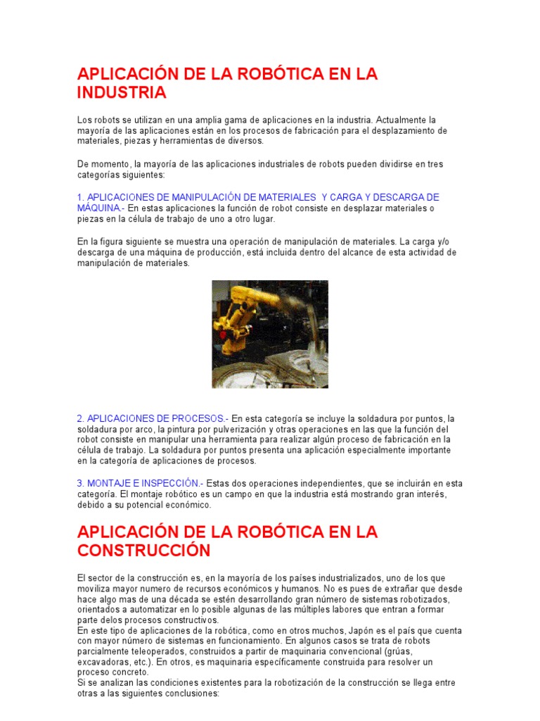 Aplicaciones de La Robotica | PDF | Robot | Robótica