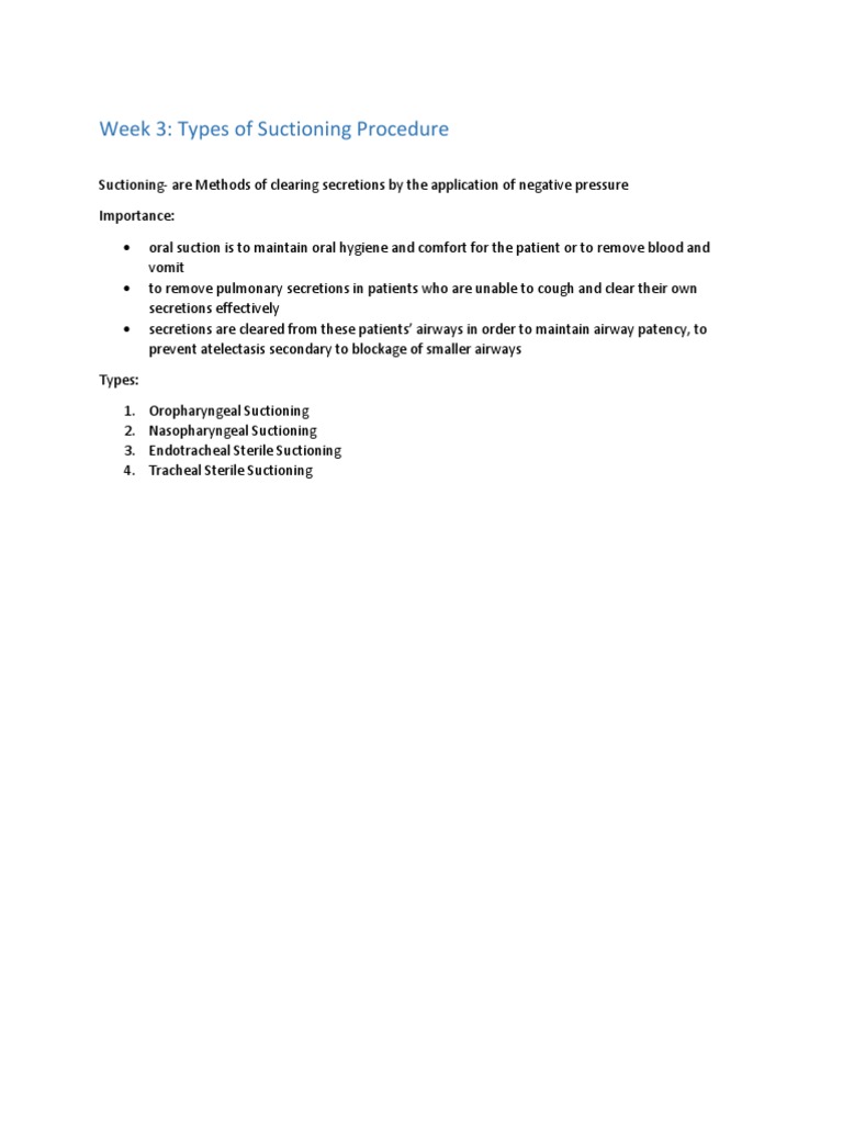 Types of Suctioning Procedure PDF