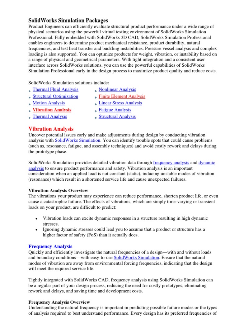 SolidWorks Simulation Packages | PDF | Stress–Strain Analysis | Finite ...