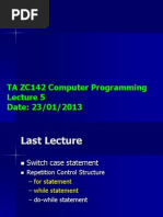 TA ZC142 Computer Programming Date: 23/01/2013