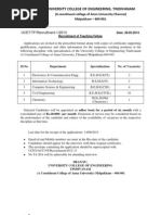 University College of Engineering, Tindivanam: UCET/TF/Recruitment-1/2013