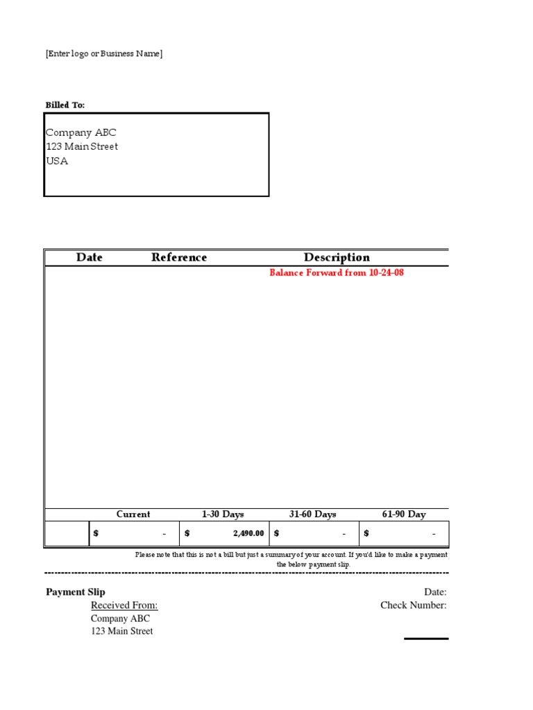 Date Reference Description: Company ABC 123 Main Street USA | PDF ...