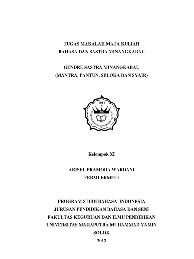 Bab 2 Makalah Sastra Minangkabau