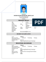 Resume: Mohd Rusiskandar Bin Abdullah
