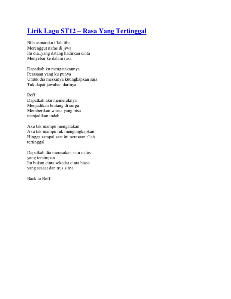 Lirik Lagu St12