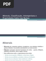 B. Minerais, Classificação, Intemperismo e Propriedades Índice das Rochas; - Cópia