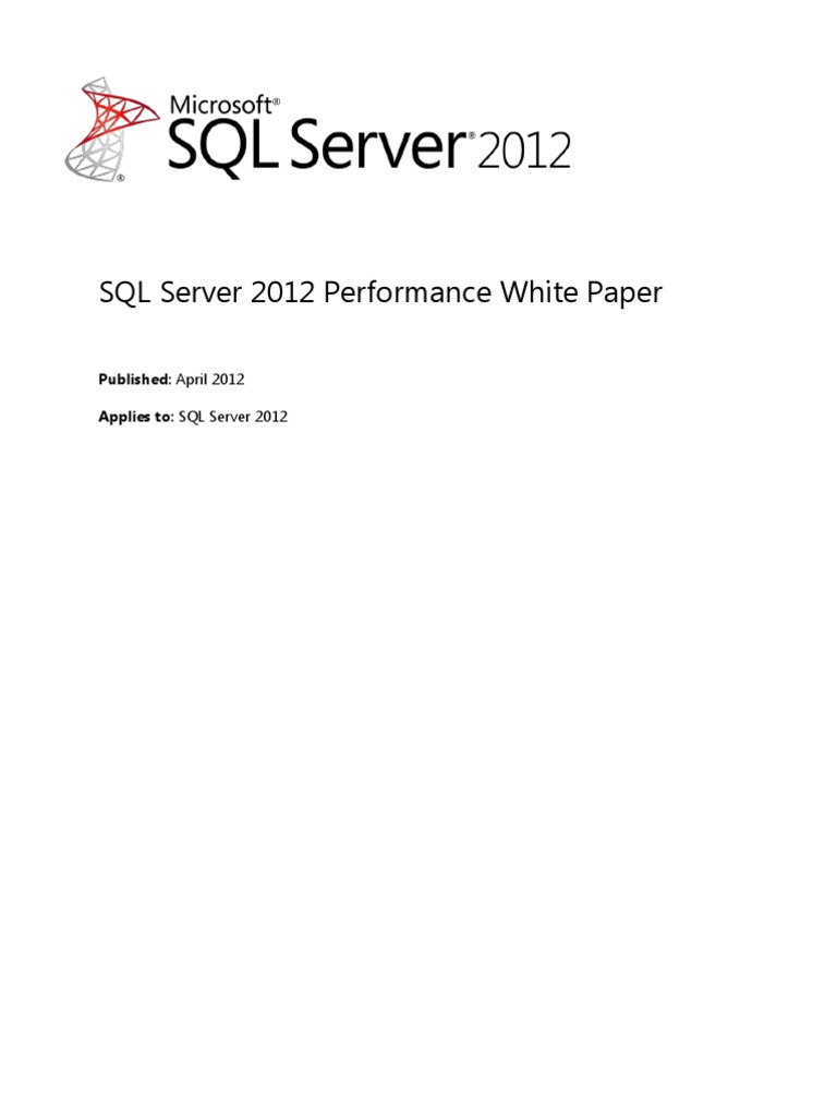 SQL Server 2012 Performance White Paper FINAL | PDF | Microsoft Sql ...