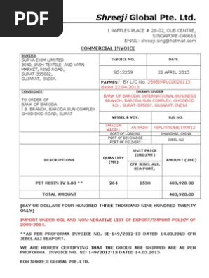 1.Commercial Invoice Sg12259