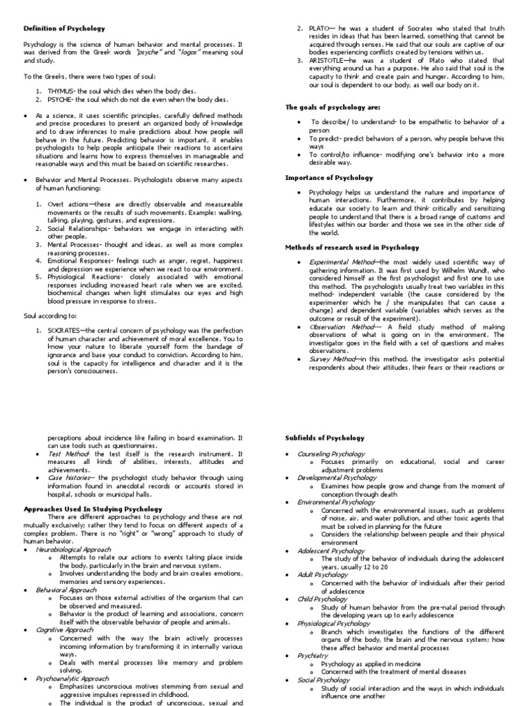 Nature and scope of psychology pdf scientific method psychology