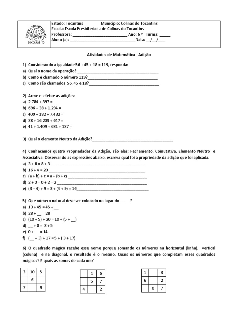 Adição | PDF | Métodos e Materiais de Ensino, image size:768x1024