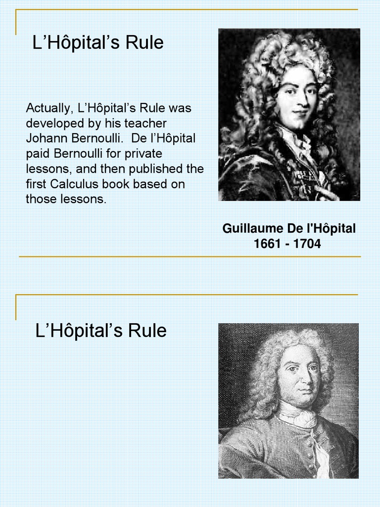 L'Hôpital's Rule | PDF | Fraction (Mathematics) | Mathematical Concepts