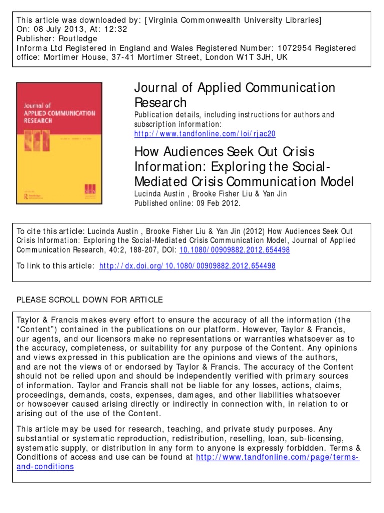 How Audiences Seek Out Crisisinformation Exploring The Social Mediated