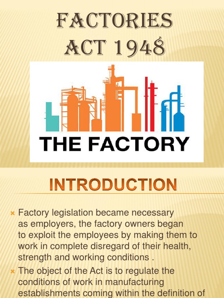 Factory Act Occupational Safety And Health Factory