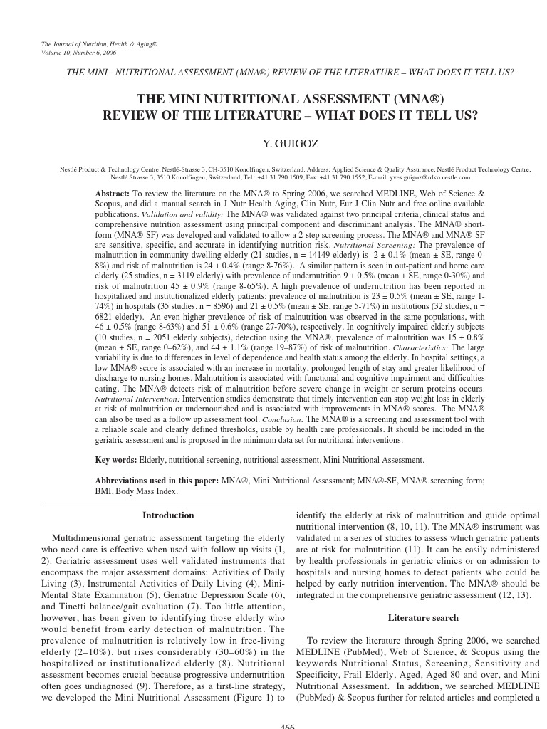 MNA Original Articulo | PDF | Self-Improvement | Wellness