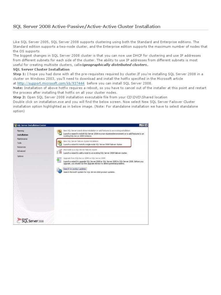SQL Server 2008 Active-Passive or Active-Active Cluster Installation
