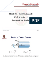 MECH 321 - Solid Mechanics II Week 4, Lecture 1 Unsymmetrical Bending