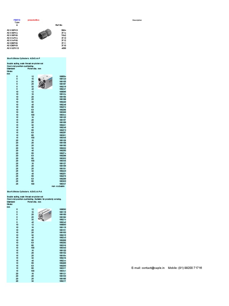 CATALOGO Festo Controls Reference List PDF Piston Valve