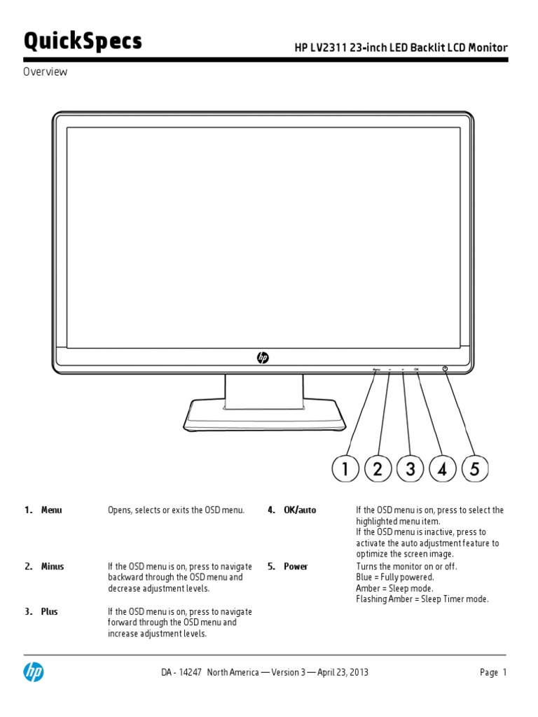 HP LV2311 | Backlight | Display Technology