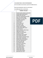 RELACIÓN DE ALUMNOS PARA EL CURSO DE REFORZAMIENTO