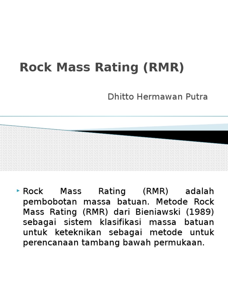 Klasifikasi Rock Mass Rating (RMR) | PDF | Metode & Bahan Ajar | Sains ...