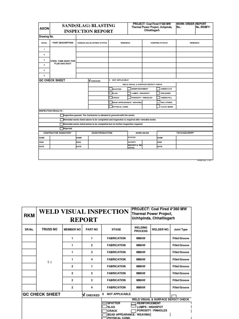 Painting & Sand Blasting Report
