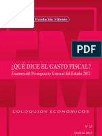 Coloquio Económico #25 Que Dice El Gasto Fiscal, Examen Del Presupuesto General Del Estado 2013