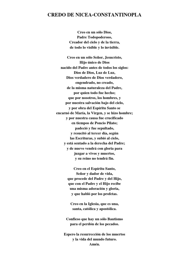 Credo de Nicea Constantinopla