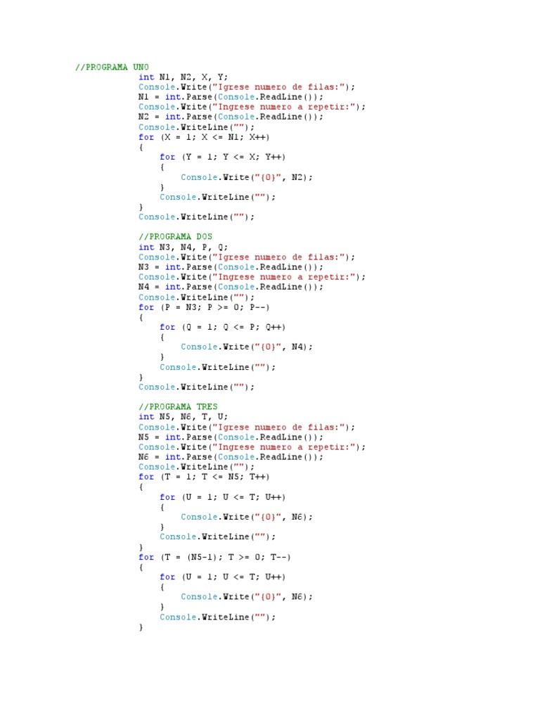 C# Console Programs for Number Patterns | PDF | Technology & Engineering
