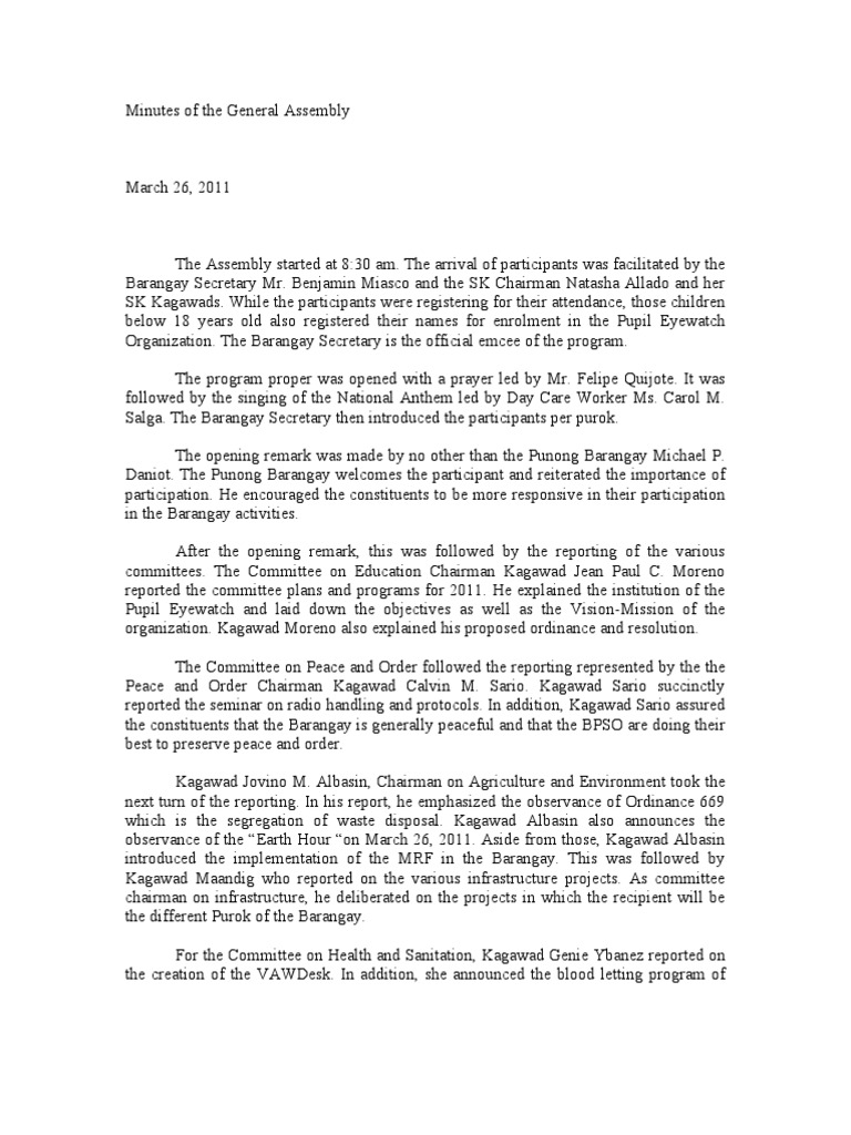 Barangay assembly minutes essay 06 picture