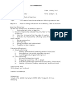 LESSON PLAN Rates of Reaction