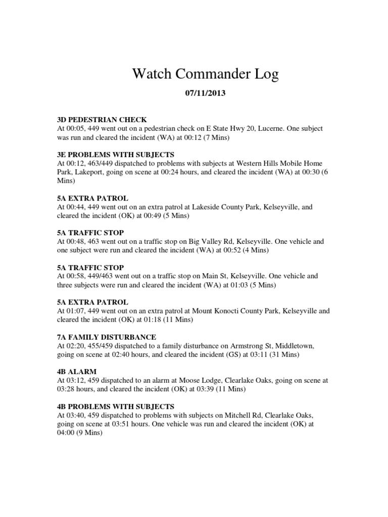 Law Enforcement Activity Log | PDF | Land Transport | Transport