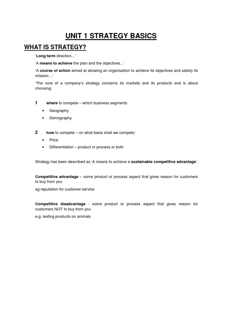 Unit 1 Strategy Basics Pdf Download Free Pdf Corporate Governance