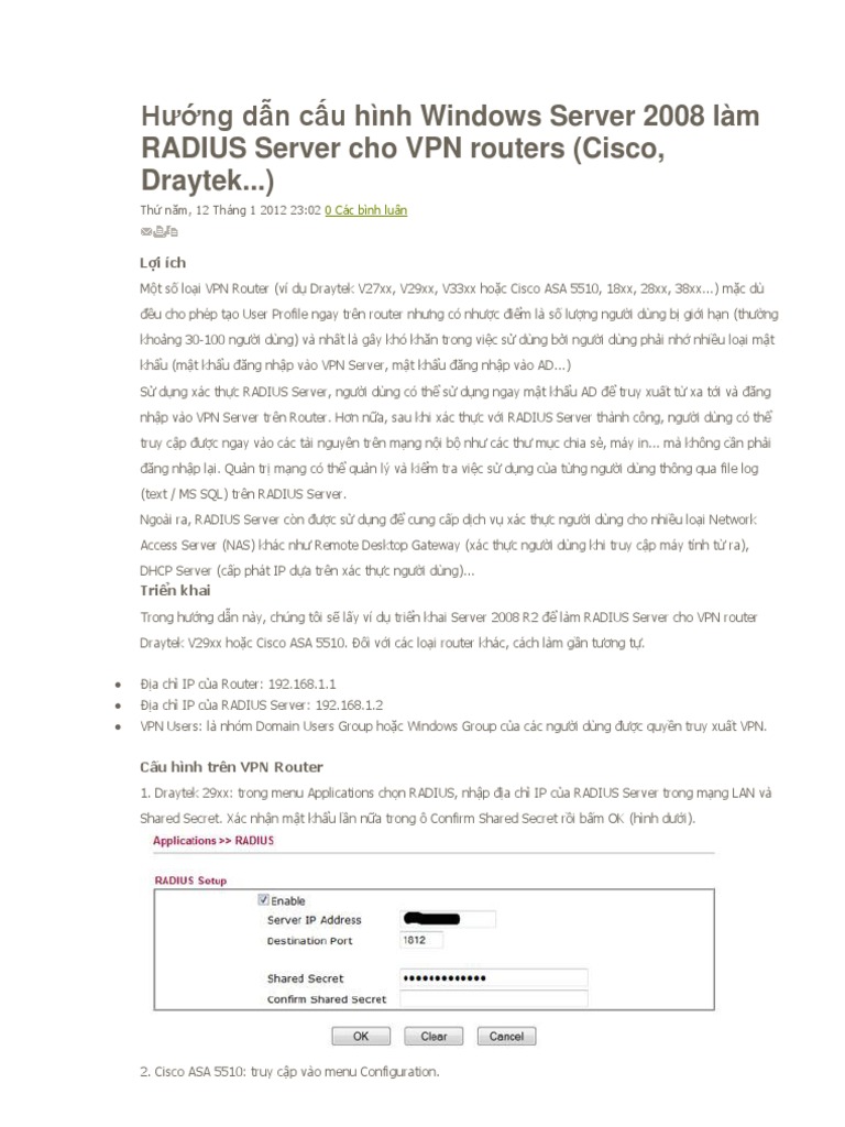 Hướng dẫn cấu hình Windows Server 2008 làm RADIUS Server cho VPN ...