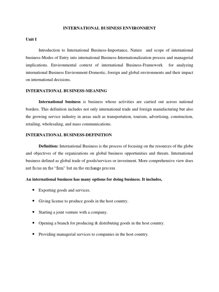INTERNATIONAL BUSINESS ENVIRONMENT NOTES FOR BBA PDF visual data 7