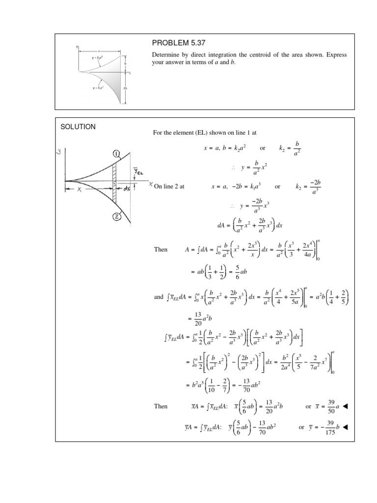 Centroid Calculation by Integration | PDF