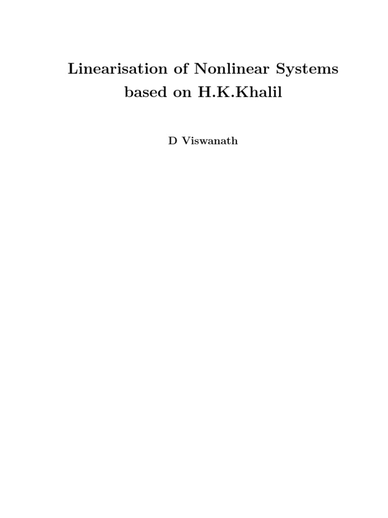 Linearisation Techniques for Nonlinear Systems | PDF | Nonlinear System ...