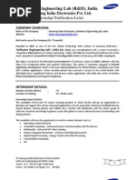 Samsung SEL India Internship Notification Letter 2013 For IIT Bombay