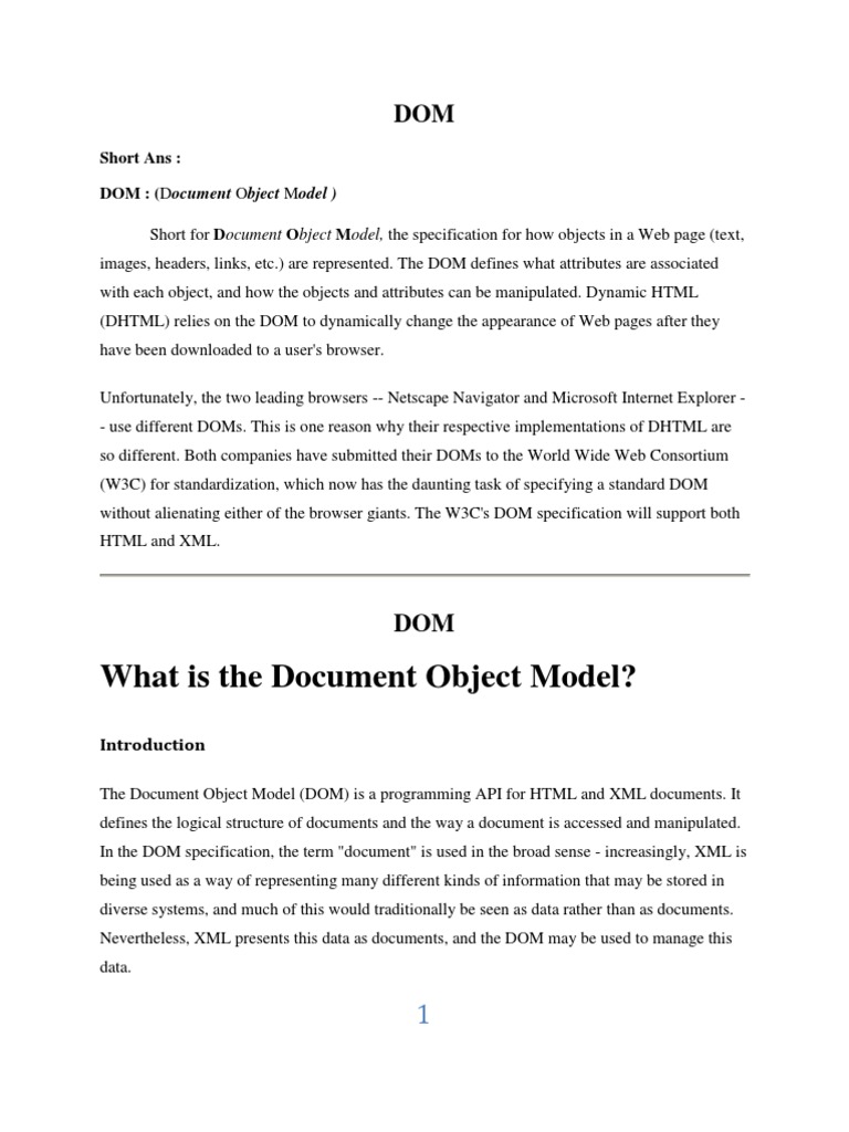 DOM | PDF | Document Object Model | Xml