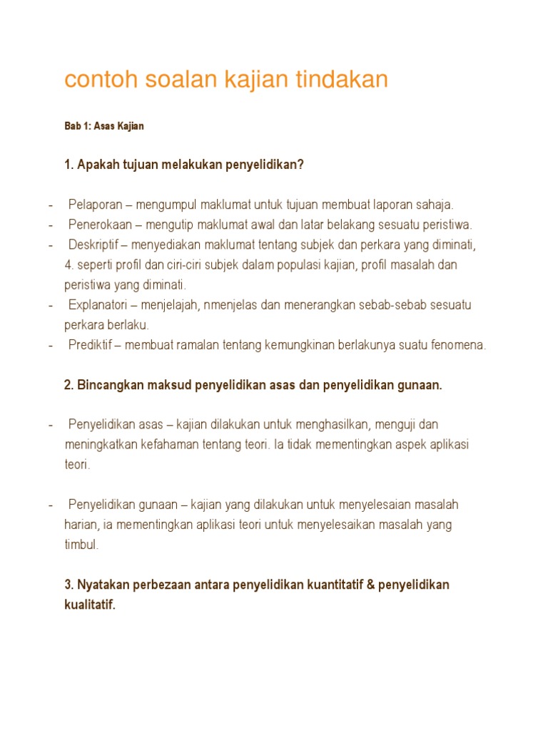 Contoh Soalan Kajian Tindakan - Resepi Book i