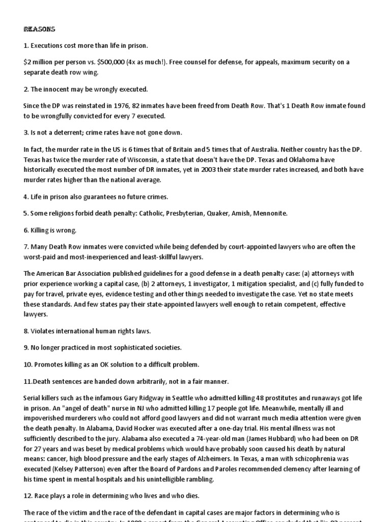 Death Penalty (Speech) PDF Capital Punishment Murder